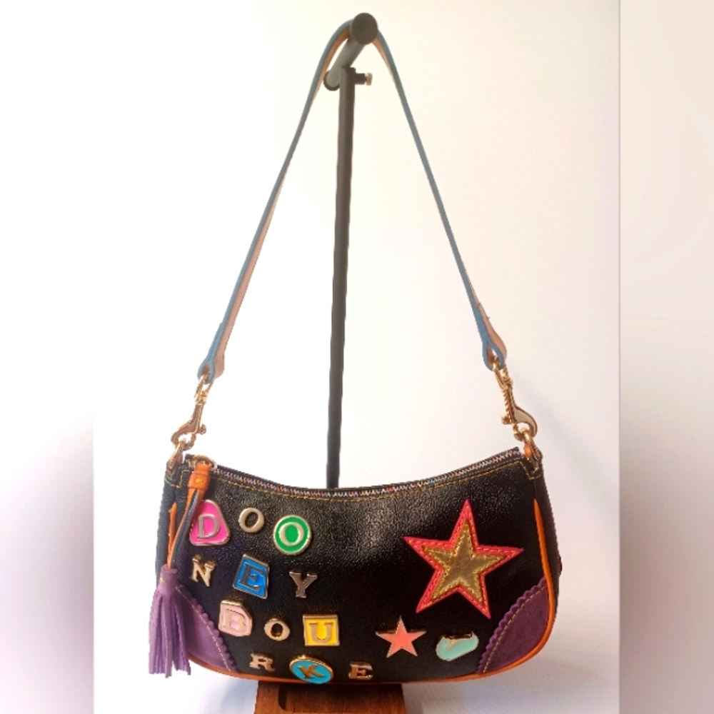 Dooney & Bourke Lindsay Lohan Y2K Alphabet Letter Charm Patch Bag RARE Vintage